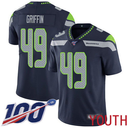 Seattle Seahawks Limited Navy Blue Youth Shaquem Griffin Home Jersey NFL Football #49 100th Season Vapor Untouchable->women nfl jersey->Women Jersey
